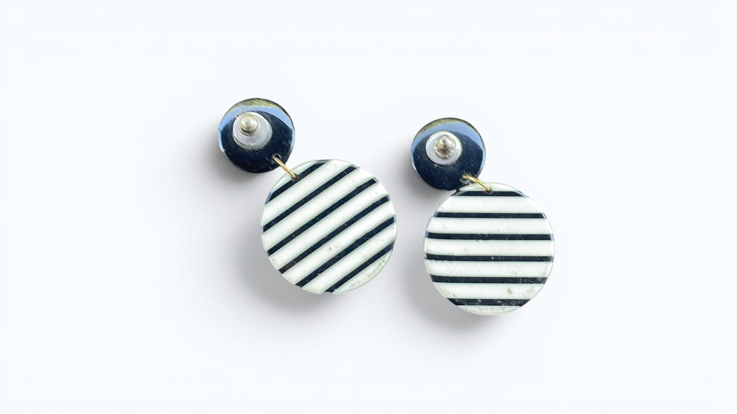 Vintage 1980s Black White Pink Statement Earrings | Bold Geometric Dangle Earrings | Memphis Style Retro Jewelry | Pierced Earrings