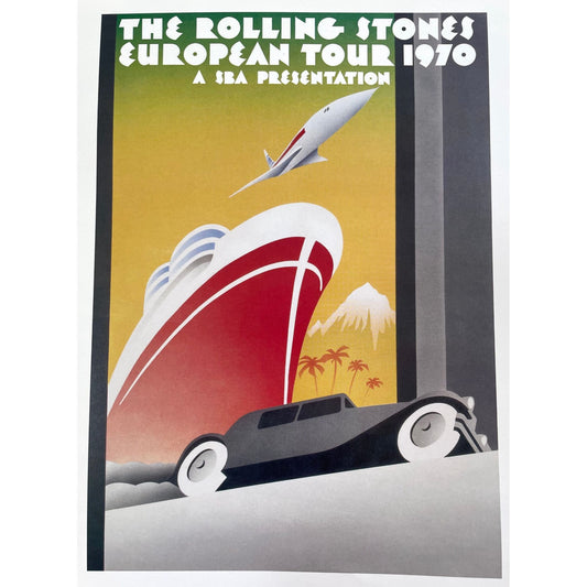 Small print of a legendary rock music concert poster/ad - from a vintage book - the Rolling Stones Tour 1970