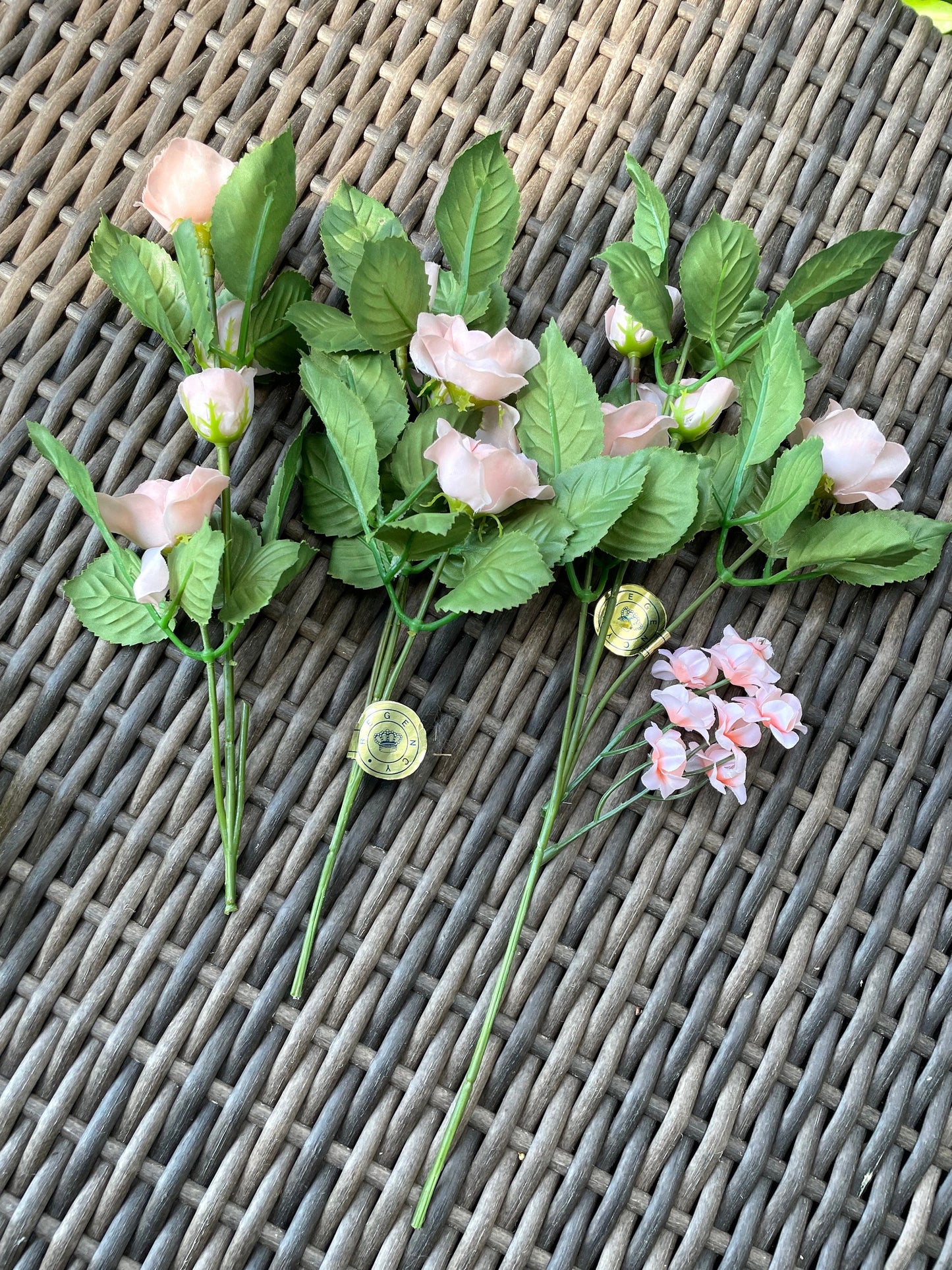 Lot of vintage peachy pink vintage faux flowers