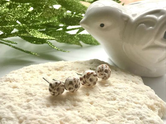 Tiny round shell stud earrings