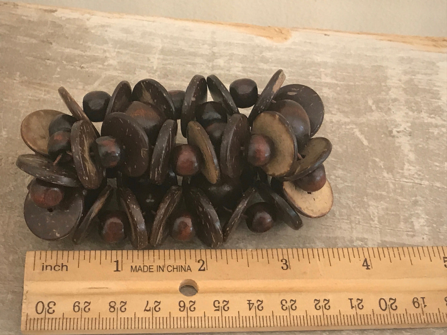 Very unique vintage woven mix shaped wood bracelet