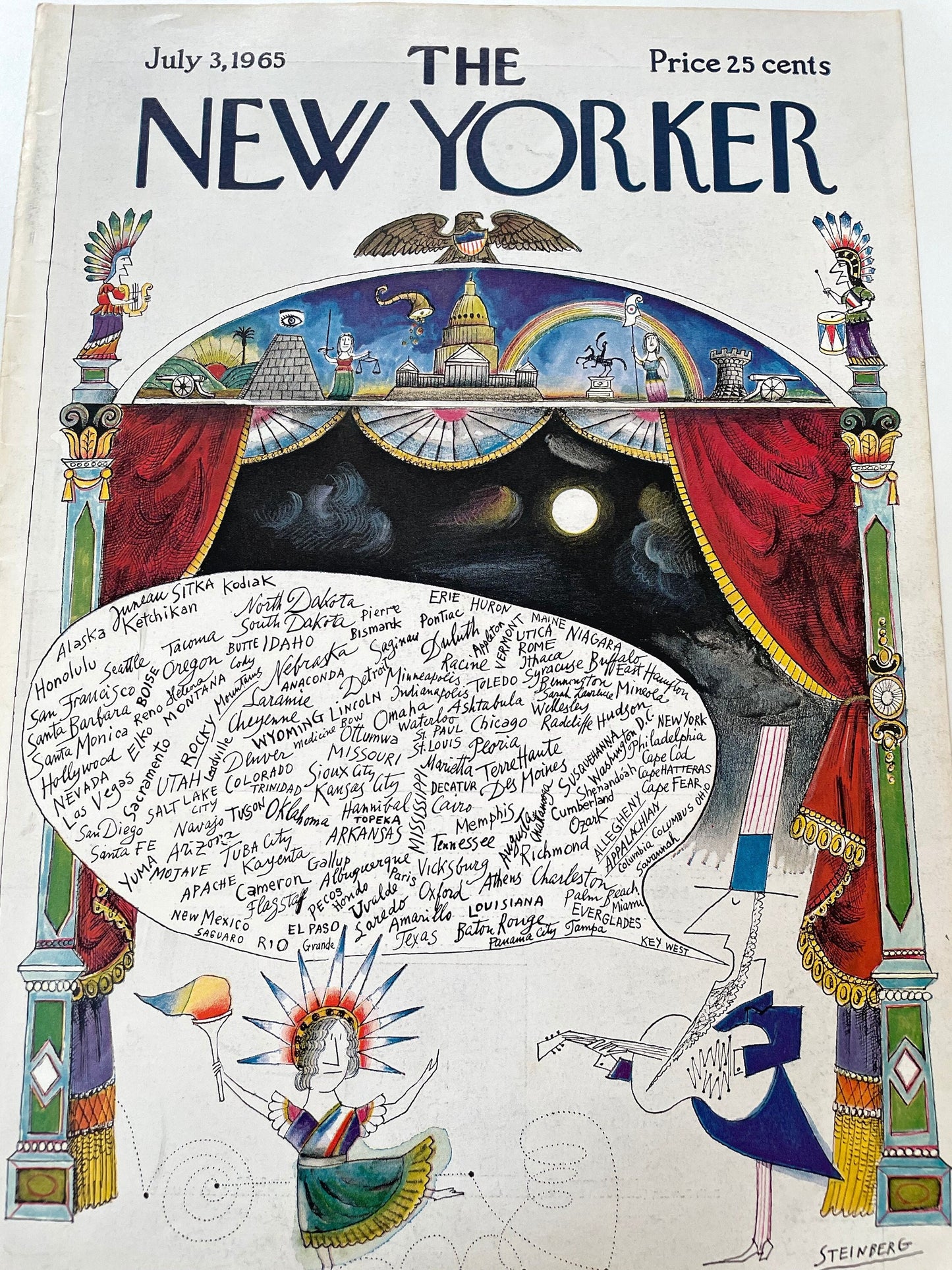 RARE - The NEW YORKER Magazine original cover - July 3, 1965 - American Independence Day - Saul Steinberg