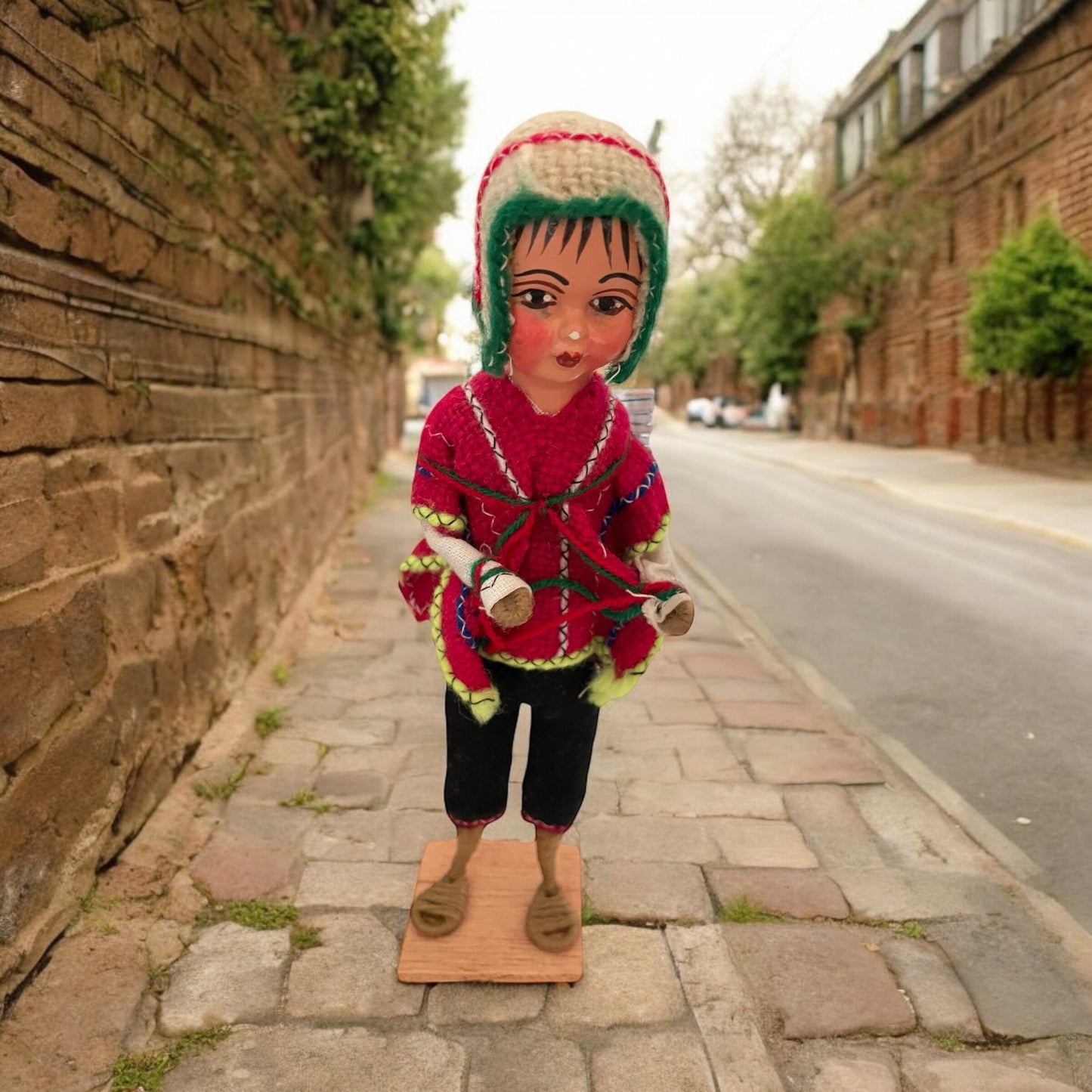 Vintage collectible handmade Peruvian folk art doll figurine