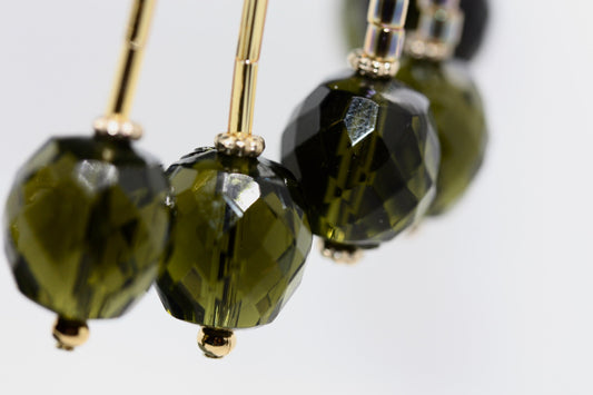 Your choice of faceted  green glass dangle earrings