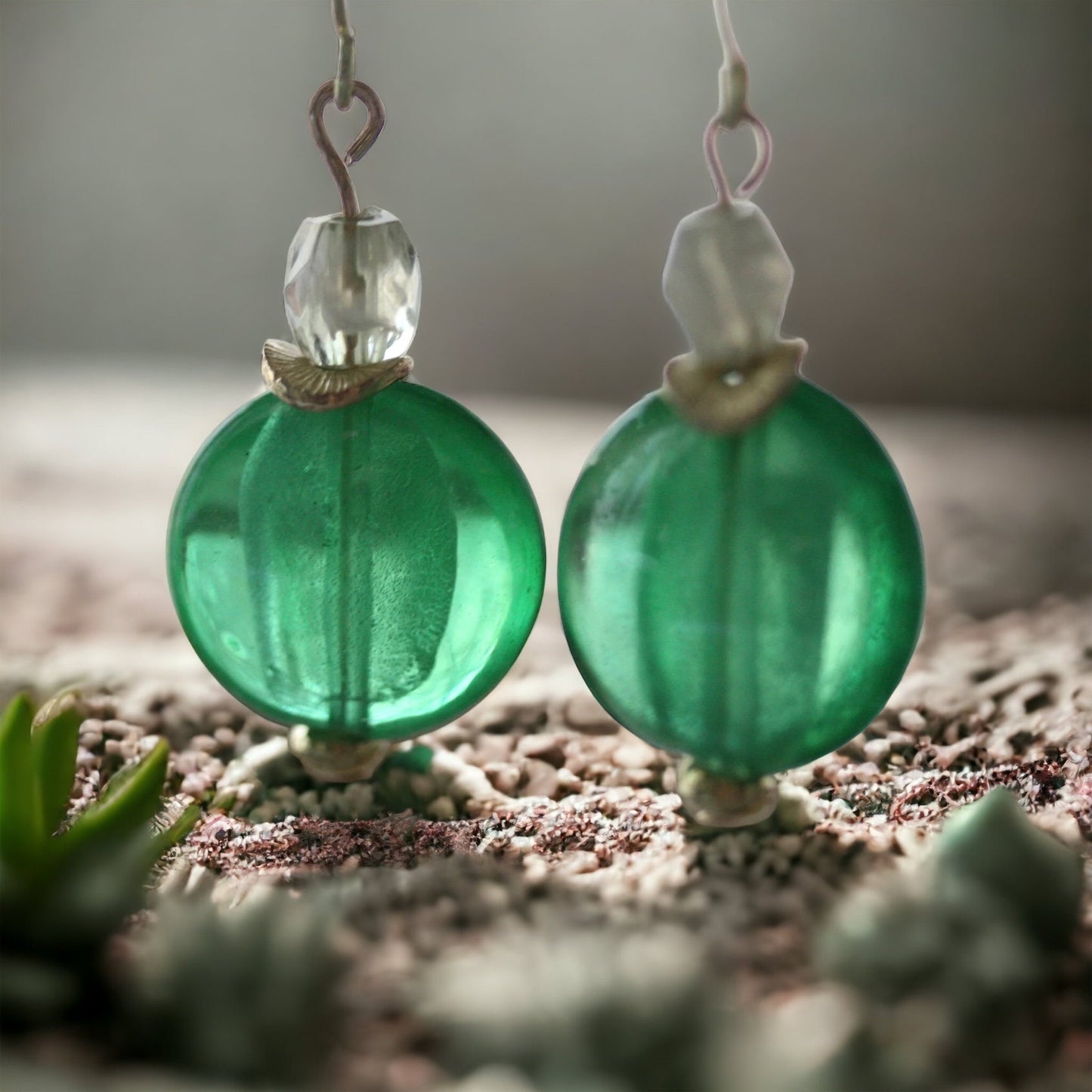 Stunning green dangle earrings