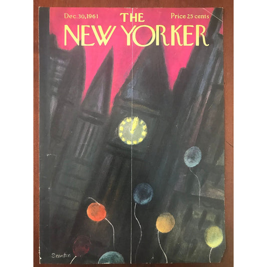 Rare - December 30, 1961 - The NEW YORKER Magazine original cover - New Year's Eve - please read description