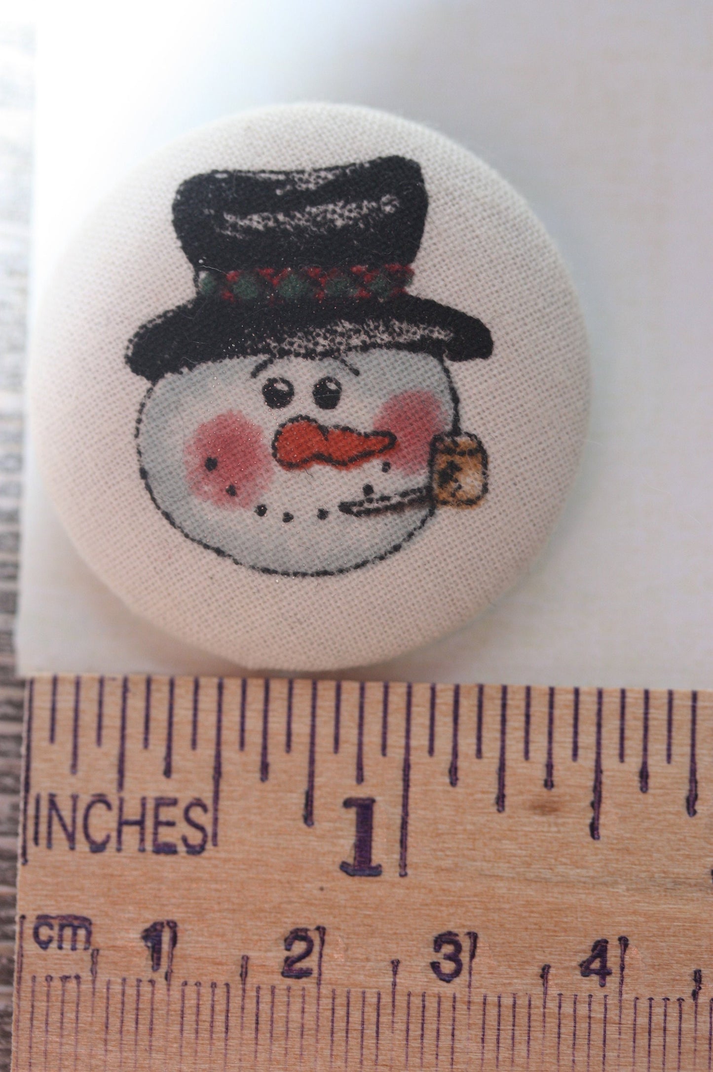 Charming vintage fabric button - snowman - winter - holidays