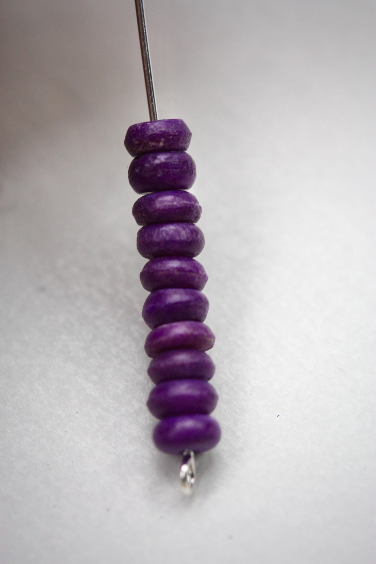 Purple wooden vintage tiny heishi beads - 4 mm