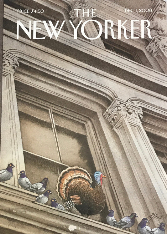 December 1, 2008 - The NEW YORKER - cover only - pigeons and turkey