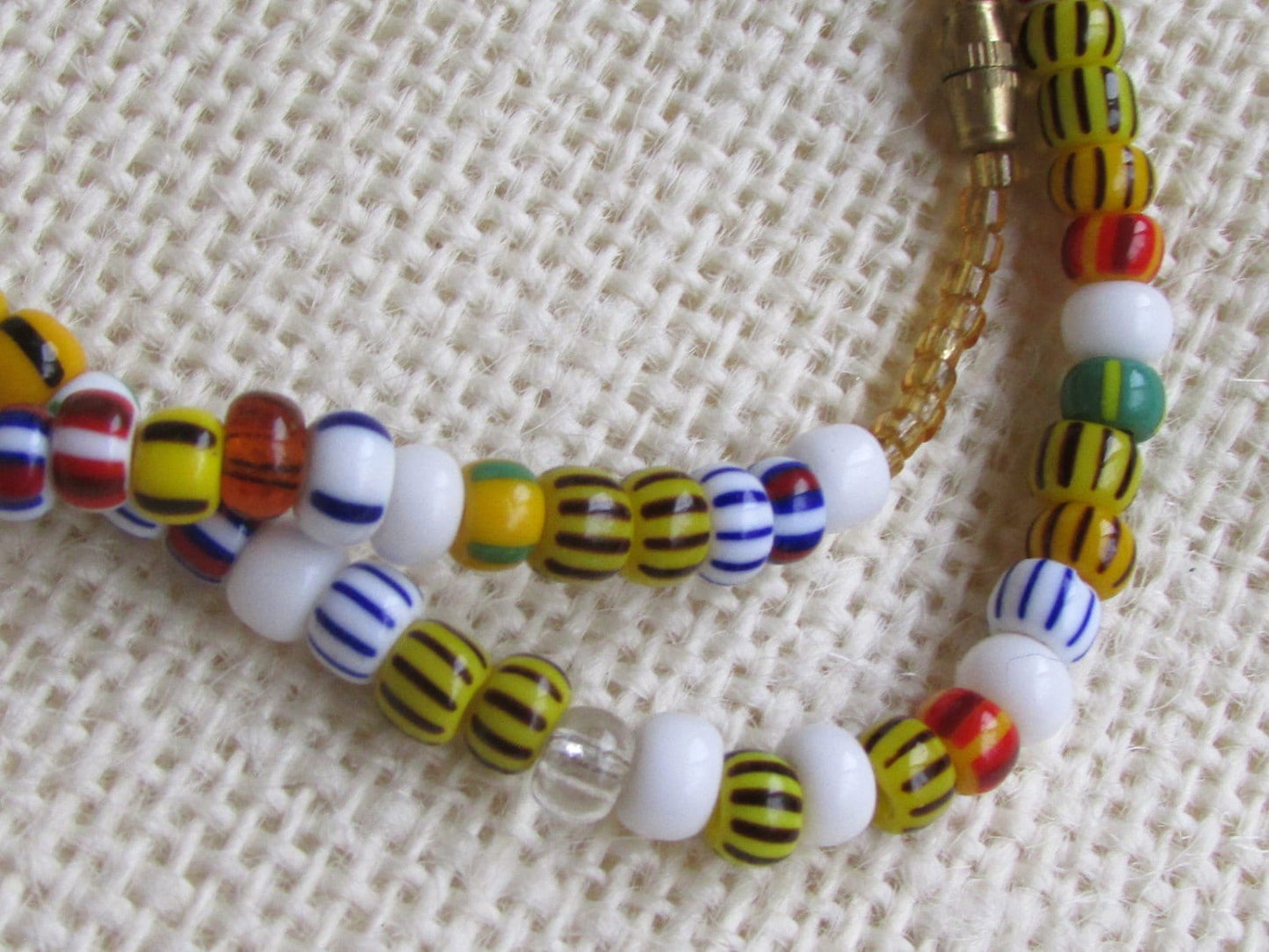 Fun and classic striped glass vintage seed bead necklace