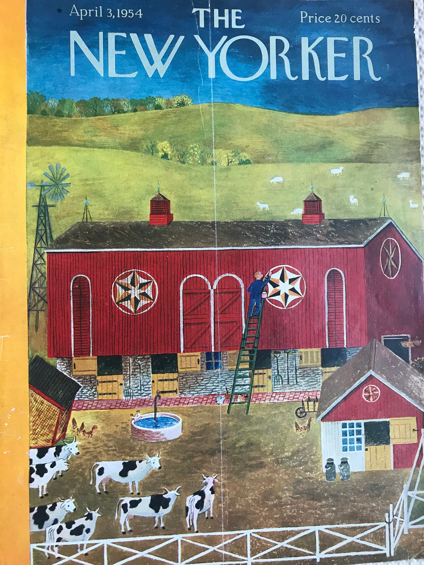 April 3, 1954 - The NEW YORKER Magazine original cover - farm - Please read description