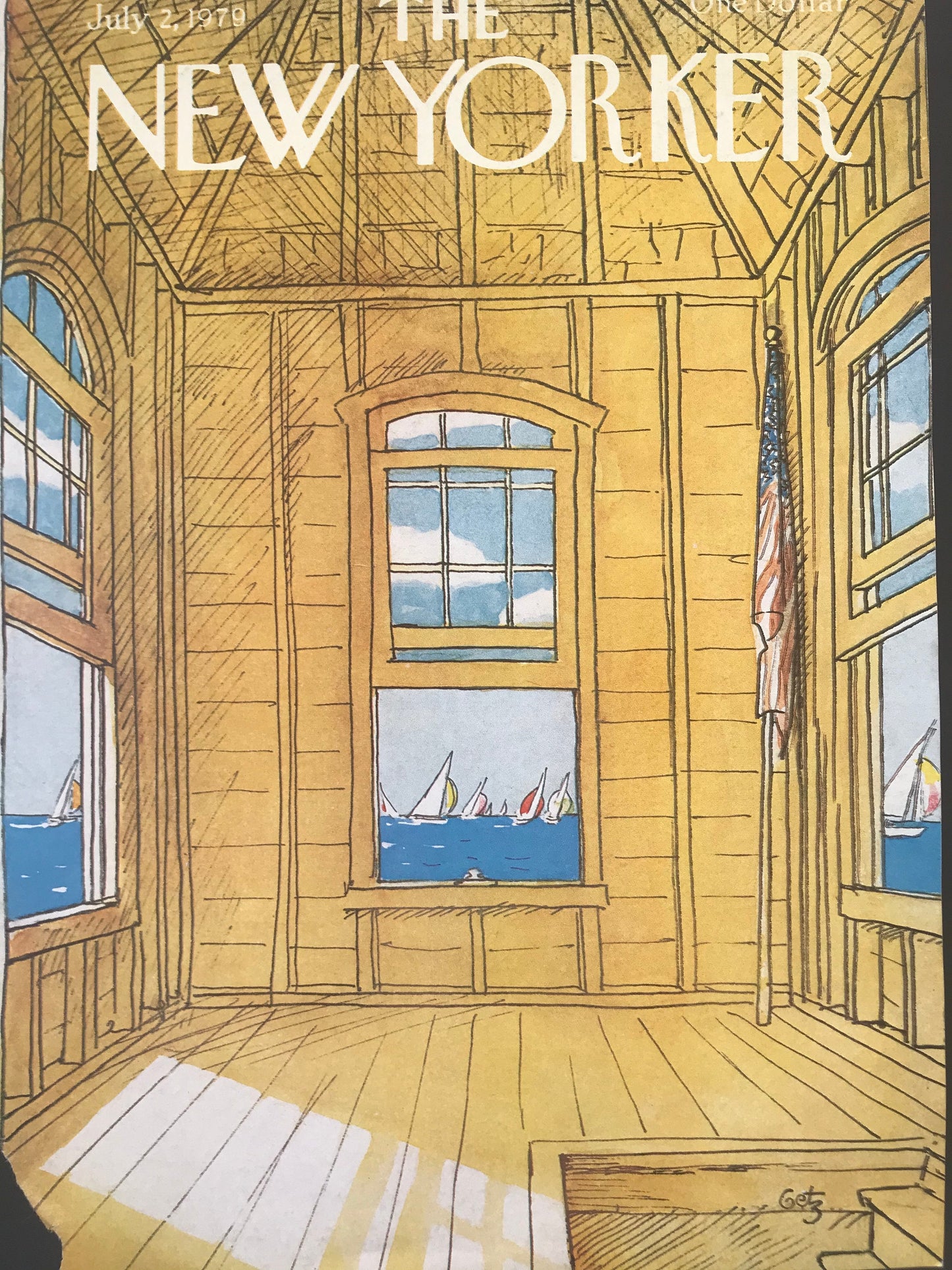 The NEW YORKER magazine cover only -  July 2, 1979 - boat, boat house - Please read description