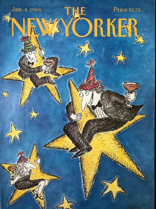 NEW YORKER Magazine cover - January 4, 1988 - New Years Eve Celebration - artist Koren