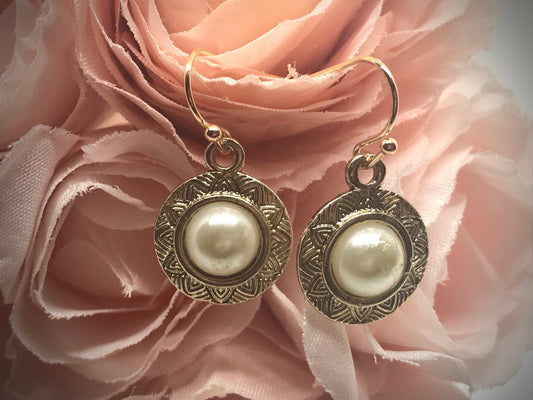 Handmade earrings with upcycled faux pearls