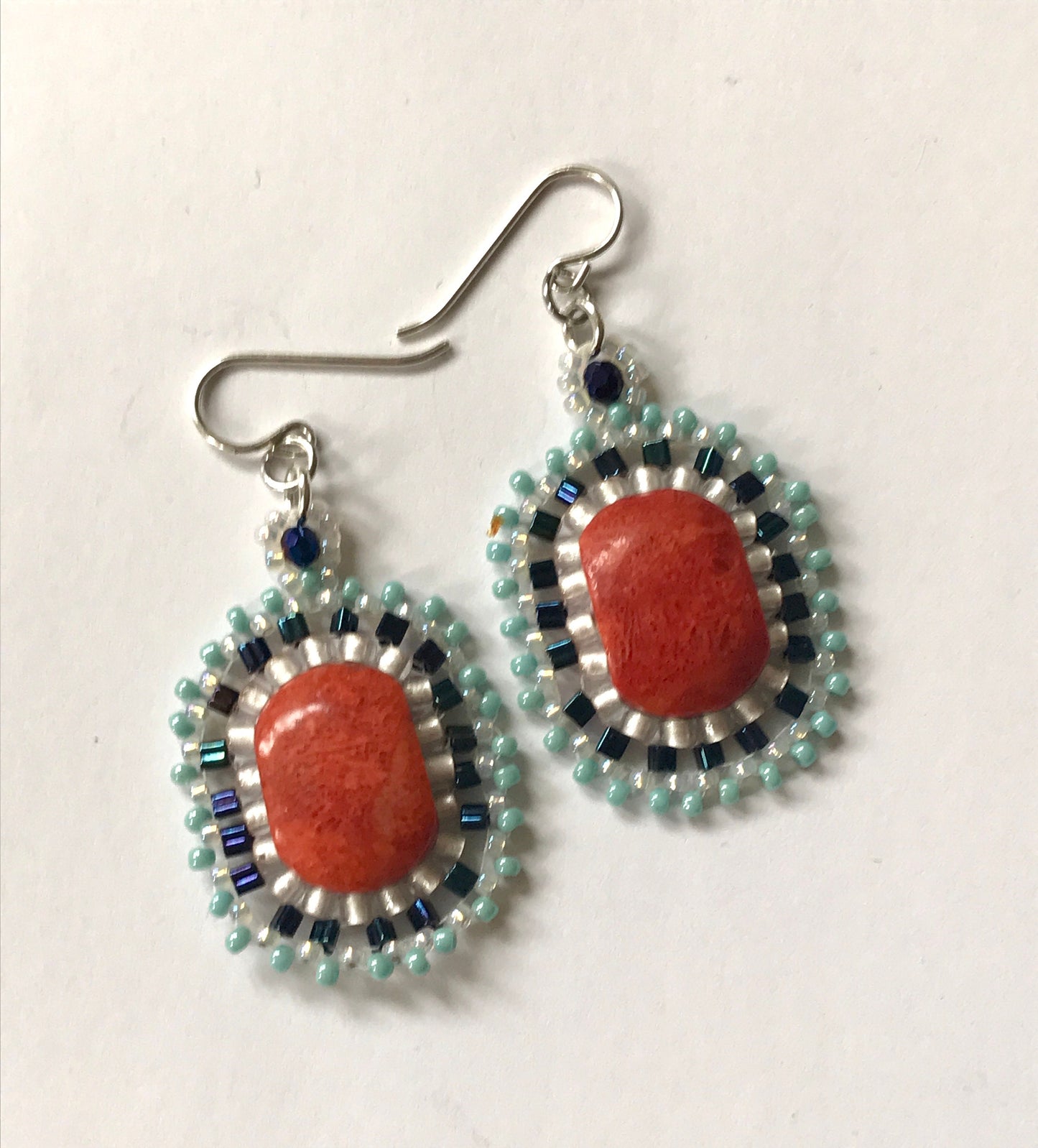 Handmade crystal and beadwork earrings