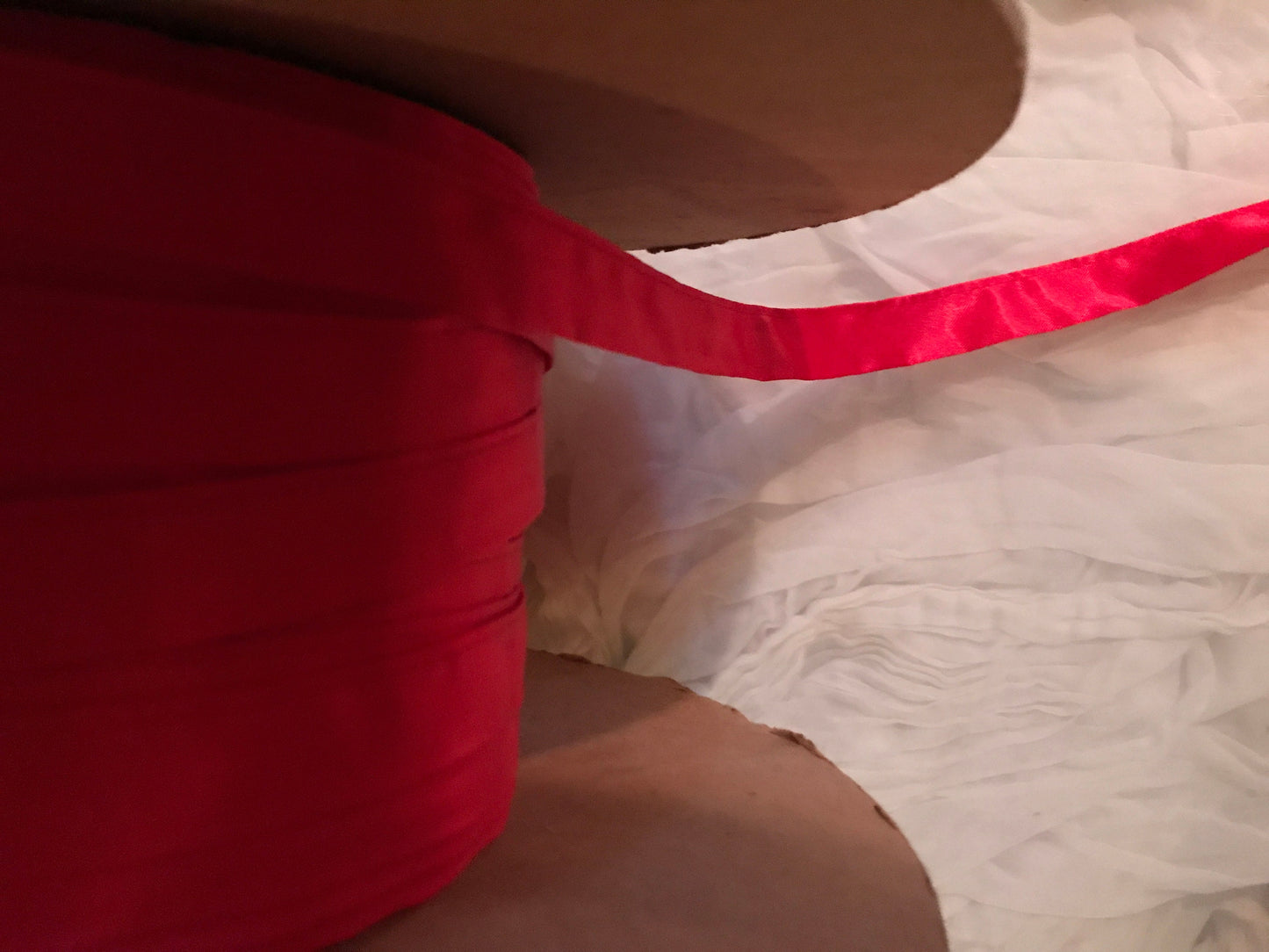 Vintage red satin trim - perfect for Christmas per yard