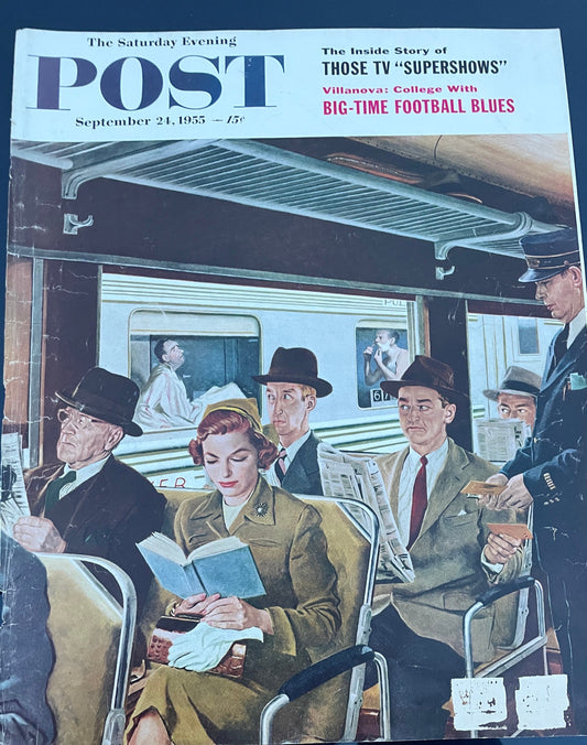 Saturday Evening Post - Original Cover - September 24, 1955 - train ride