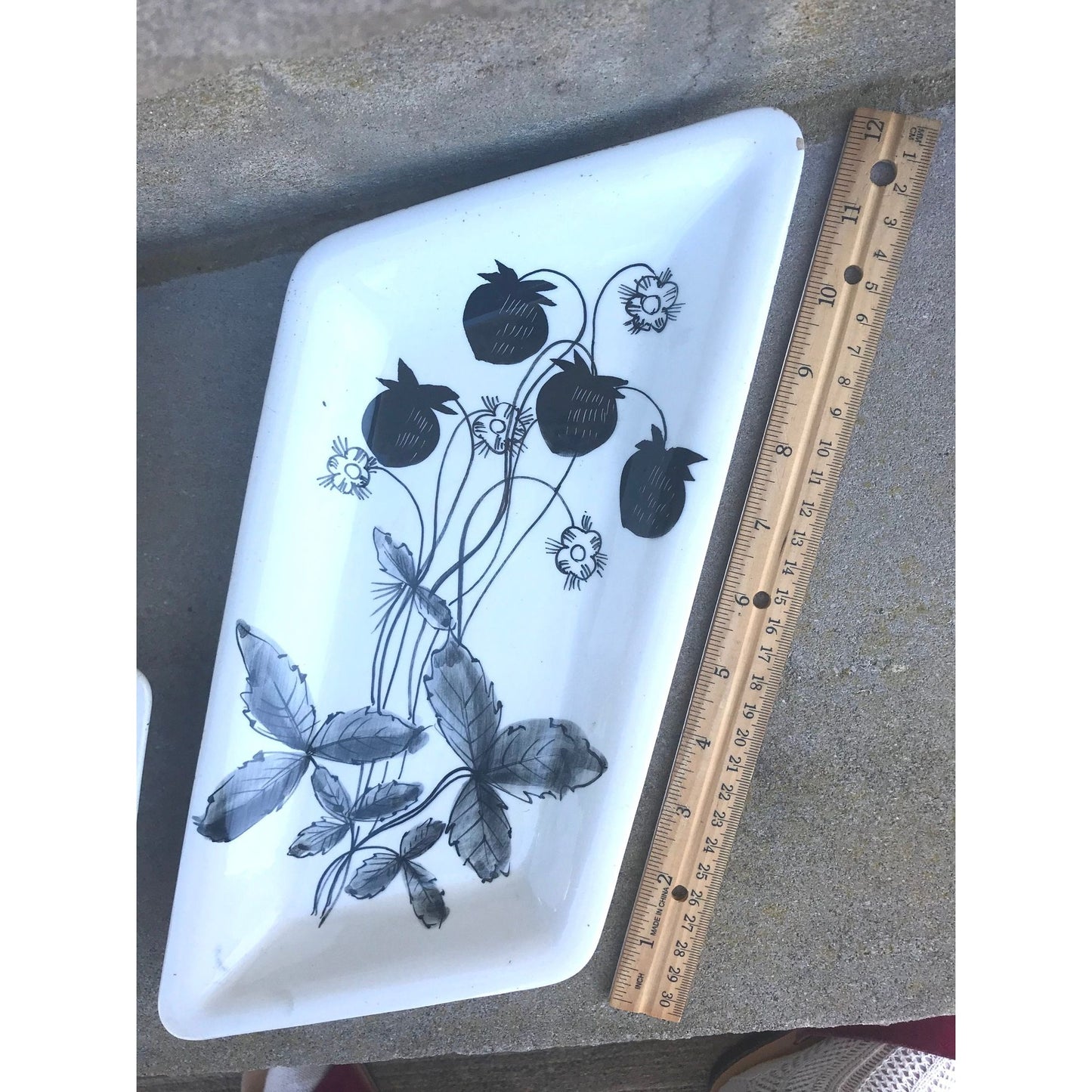 5-piece set of uniquely shaped black and white dishes - numbered and signed "Made in Italy" - needs a little TLC