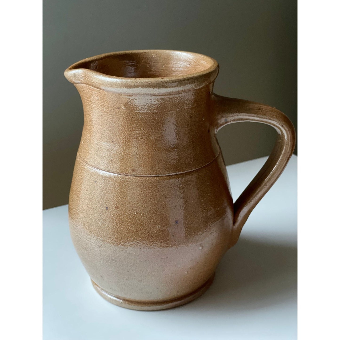 Stunning vintage primitive style terra cotta? pitcher - handmade, fabulous