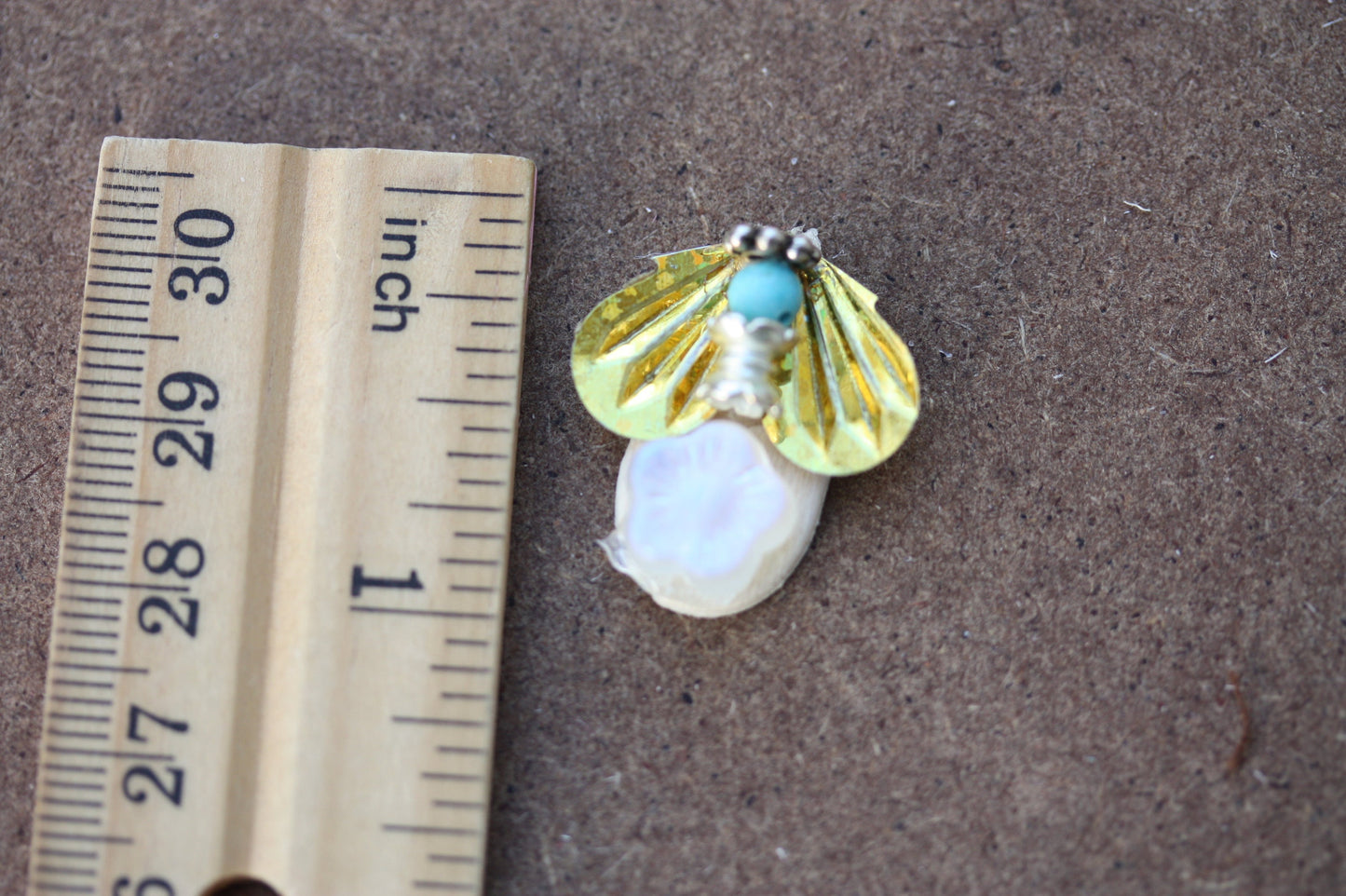 Meet "Buzz" - Assemblage art / mixed media collage - little flying insect magnet, lapel pin or necklace pendant