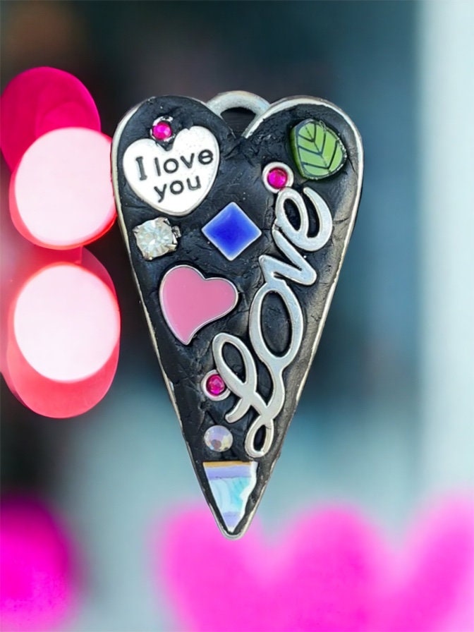 My handmade mosaic heart necklace pendant - Love
