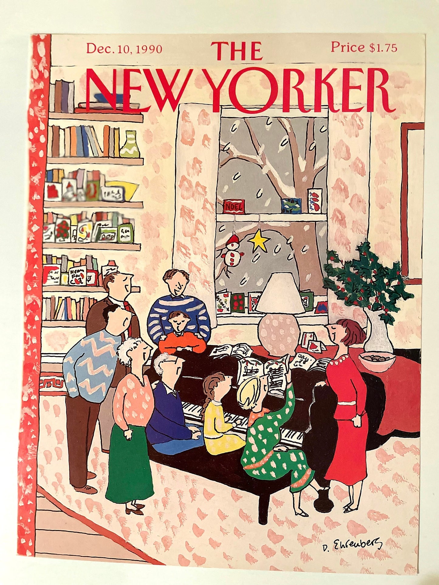 December 10, 1990 - The NEW YORKER Magazine original cover - singing Christmas carols