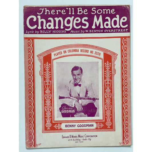 Frameable vintage sheet music - There'll Be Some Changes Made Benny Goodman 1932