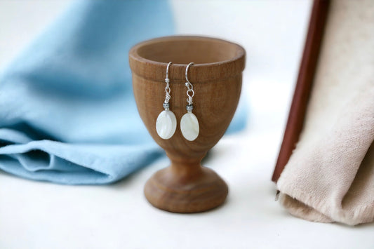 Mother of pearl oval drop dangle earrings