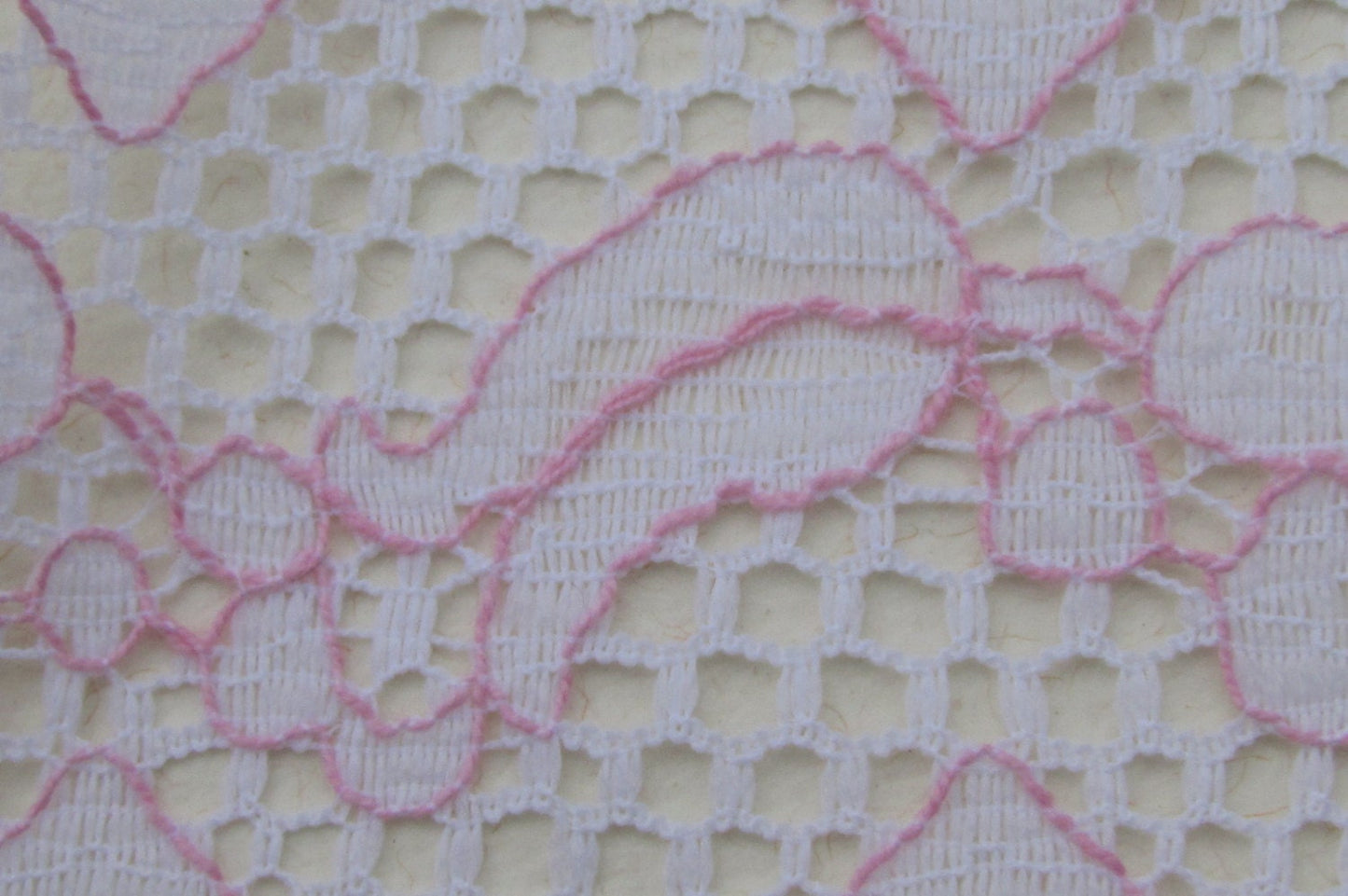 Wide (2 and one-quarter inches wide) vintage floral pink and white lace - by the yard