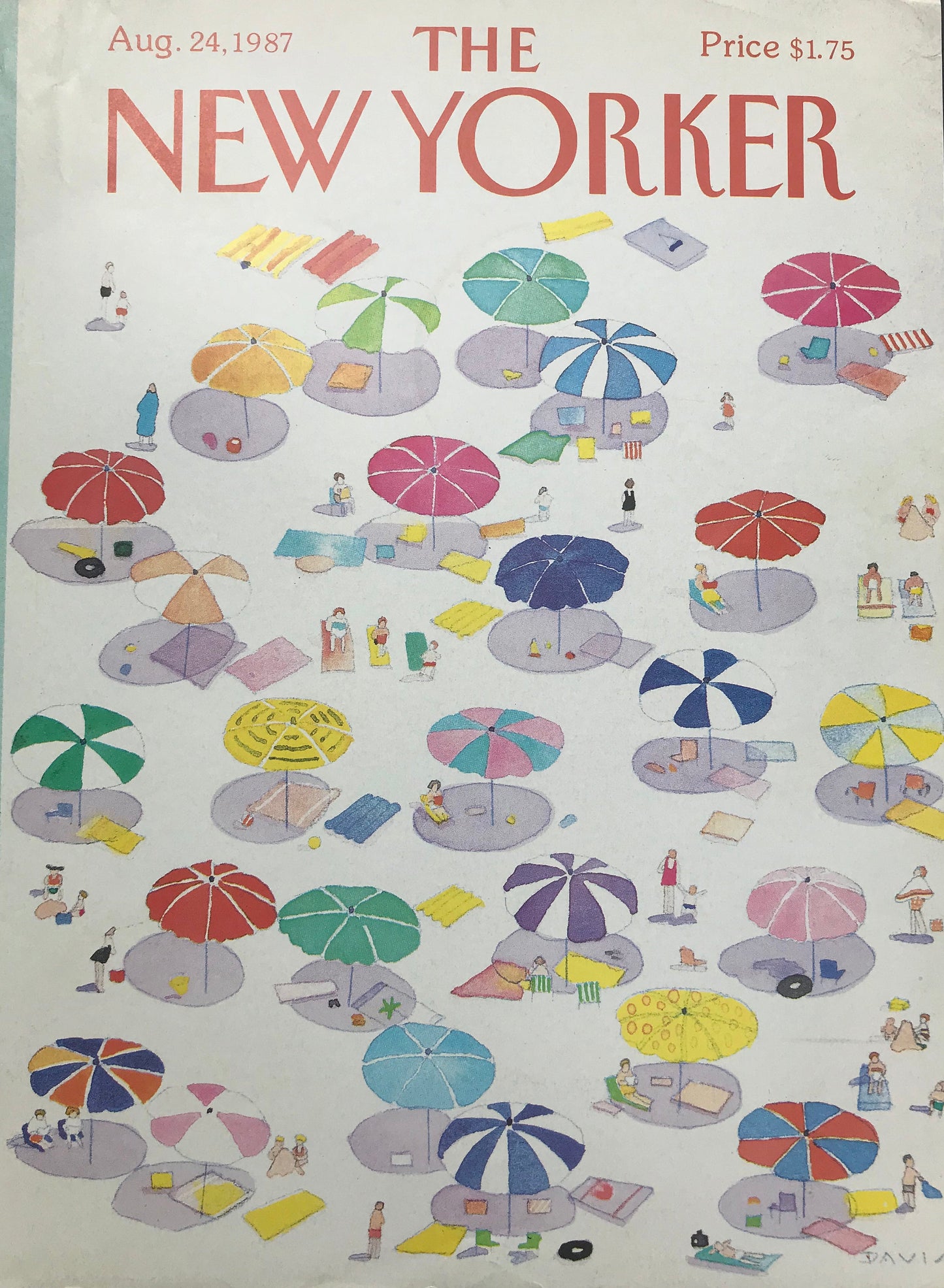 August 24, 1987 - The NEW YORKER Magazine original cover - beach umbrellas