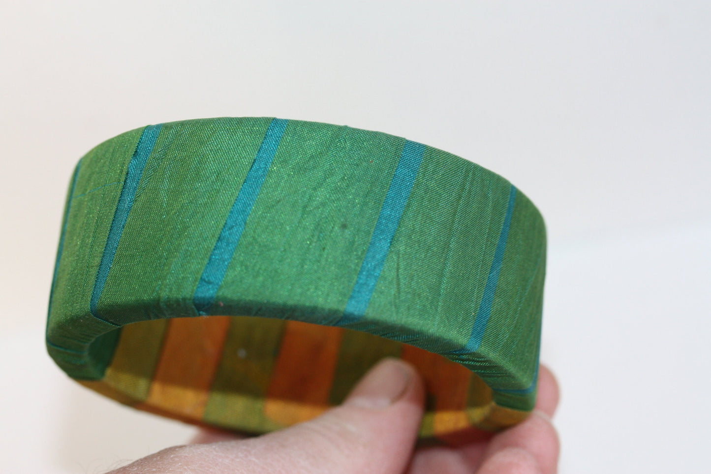Stunning vintage fabric covered bangle bracelet