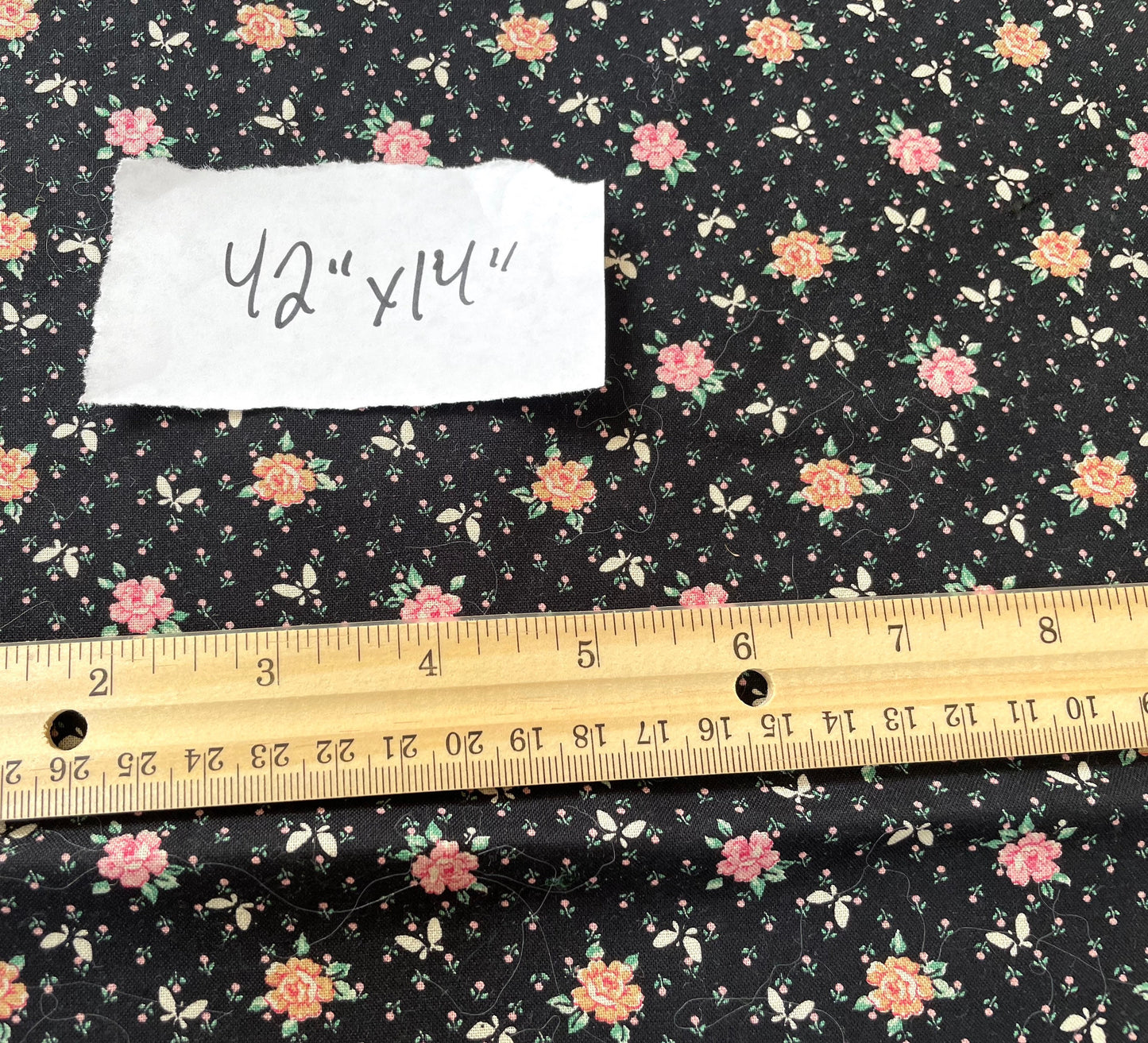 Lot of vintage fabric remnants - reds and blacks, plain and floral