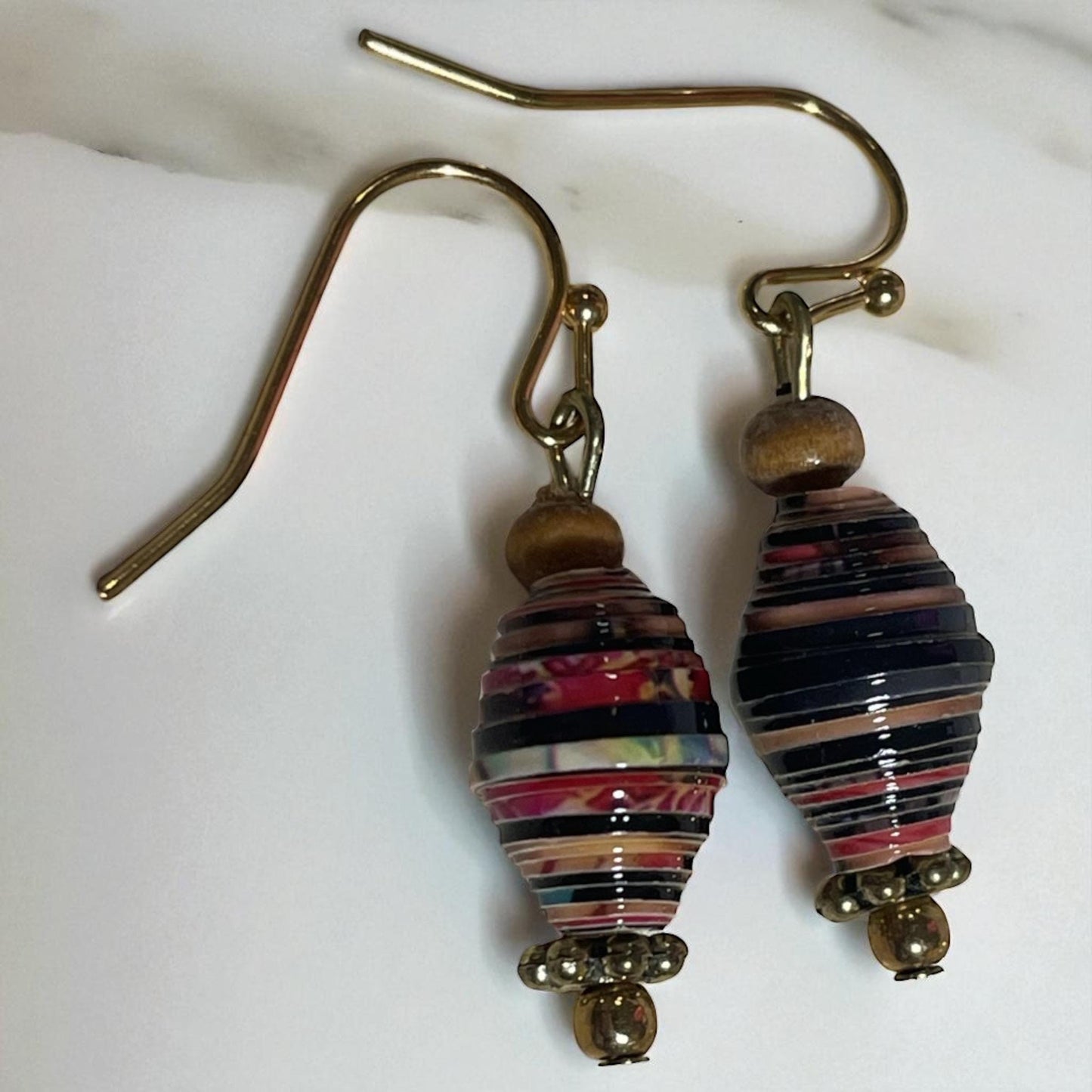 Little dangle earrings made with rolled paper