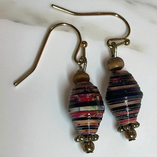 Little dangle earrings made with rolled paper