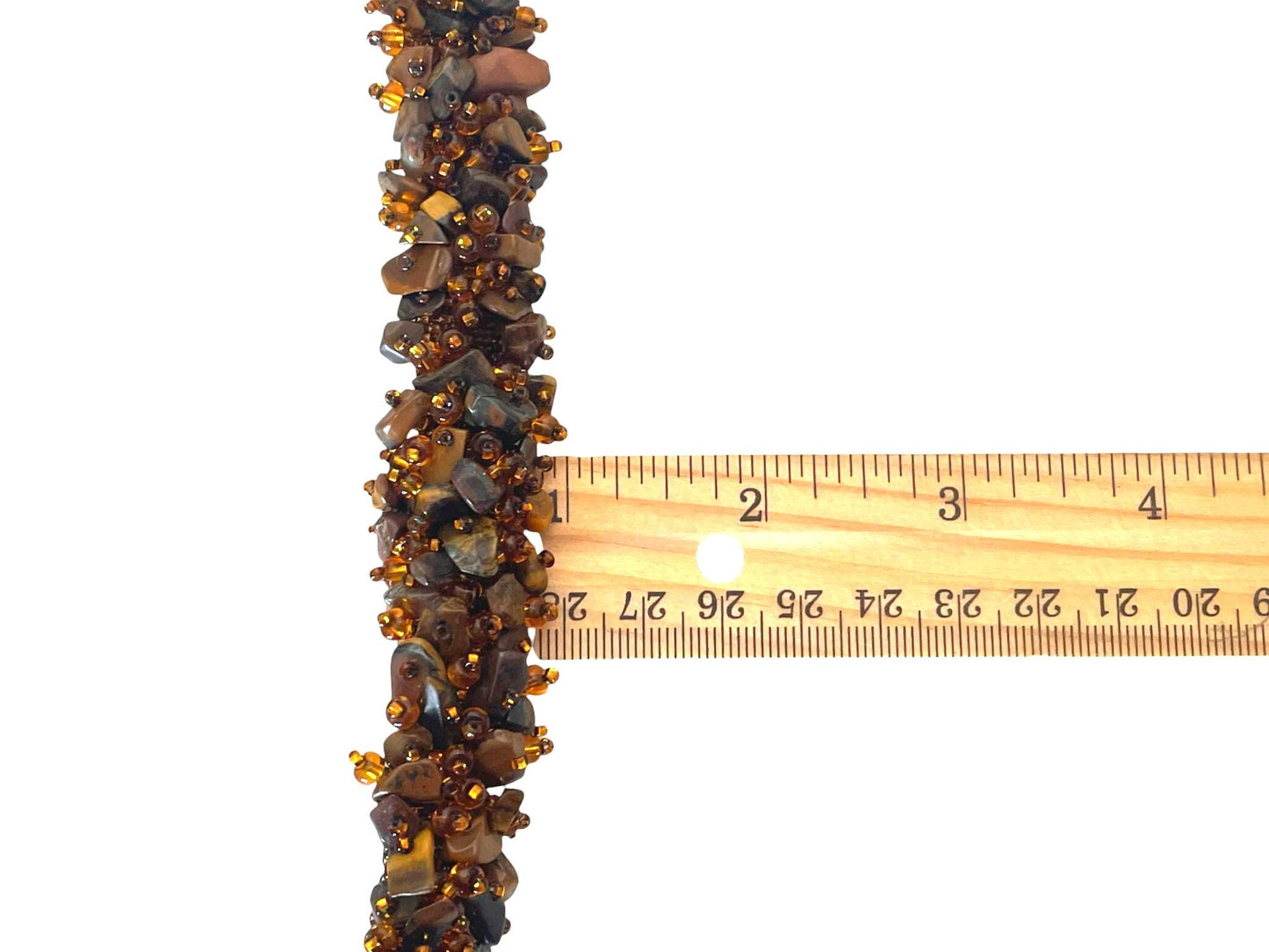 Chunky Brown Stone & Amber Colored Beaded Bracelet, Artisan Gemstone Cuff, Earth Tone Statement Jewelry, Wide Boho Beadwork Bracelet
