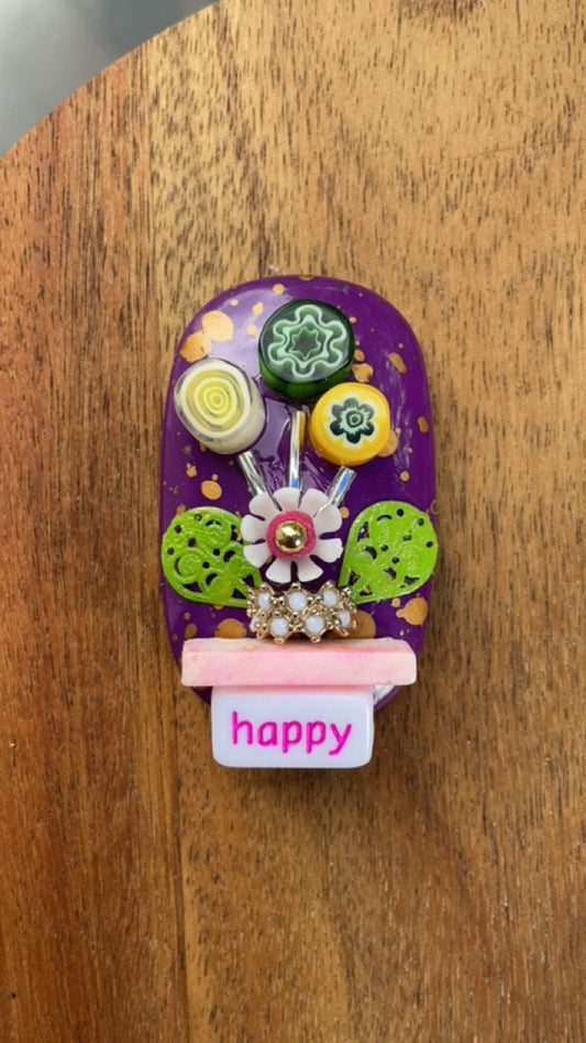 Handmade, one-of-a-kind assemblage art - flower bouquet - can be ordered as a necklace, pin or magnet - with or without words