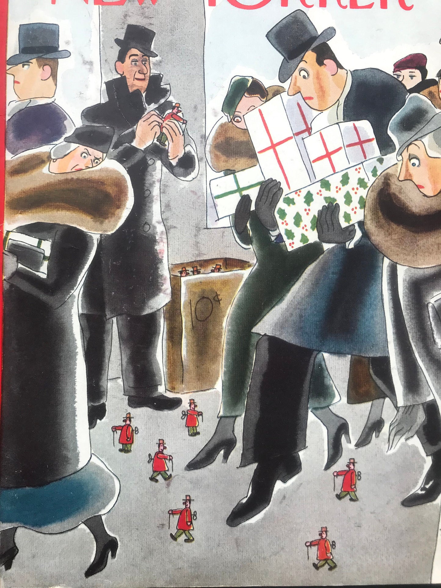 The NEW YORKER Magazine very rare original cover - December 7, 1935 - Christmas shopping, wind up toys - by artist Robert Day
