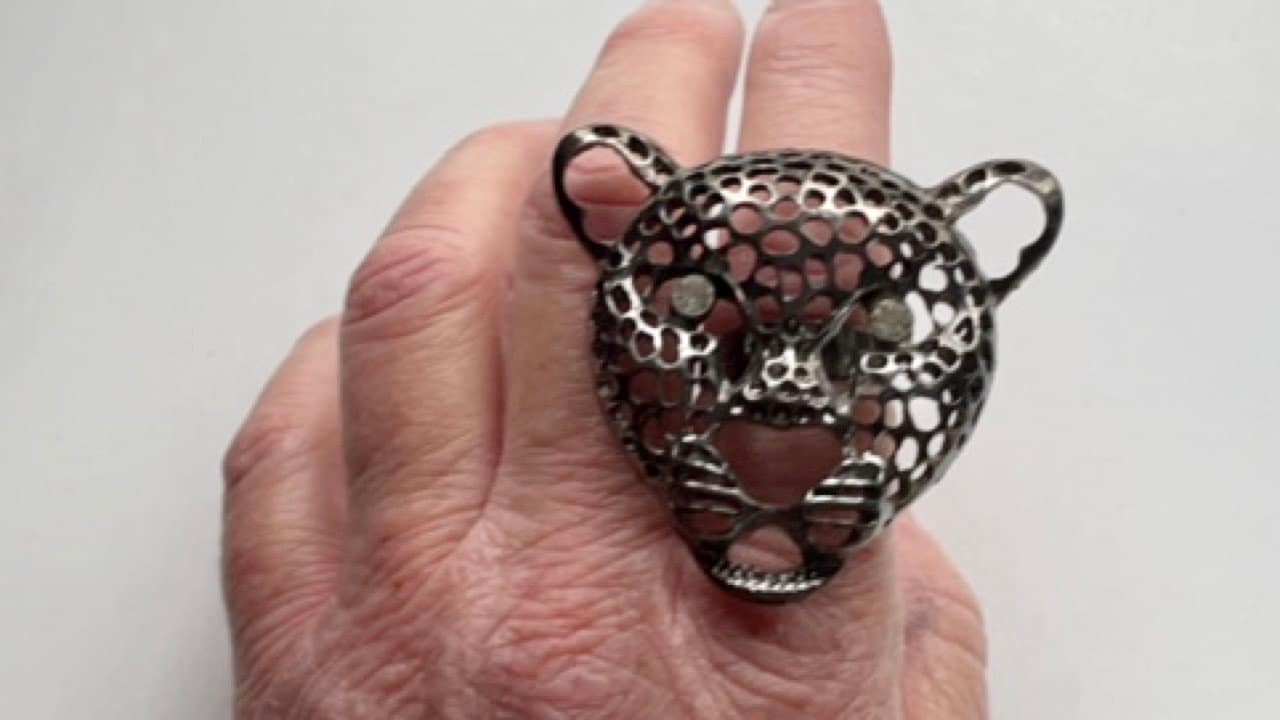 Unique vintage large tiger ring - statement ring