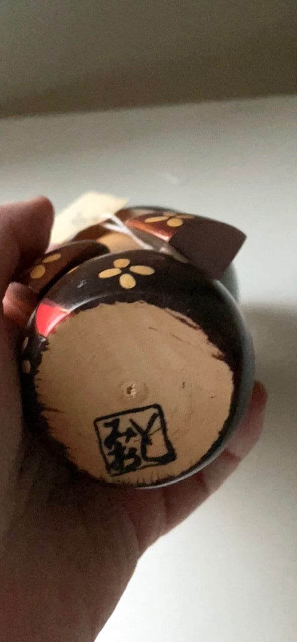 Vintage handmade signed wooden Japanese Kokeshi doll