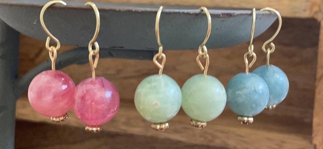 Your choice of pastel colored ball drop dangle earrings