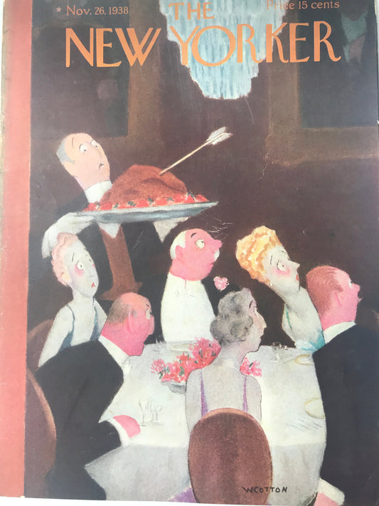 RARE - The NEW YORKER Magazine very rare original cover - November 26, 1938 - Thanksgiving