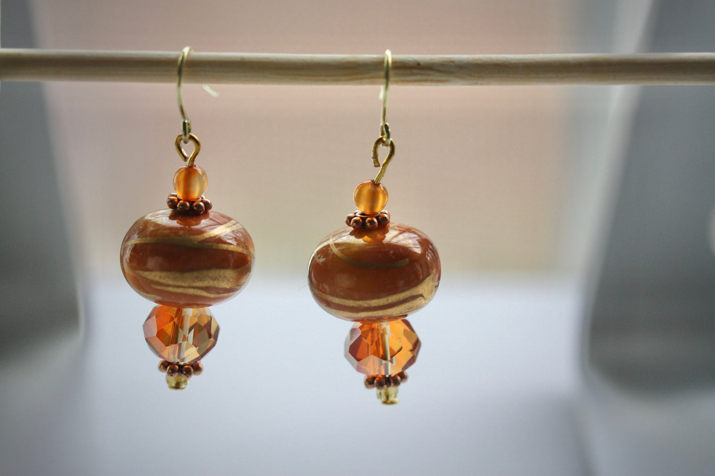 Faceted crystal earrings made of both new and vintage components