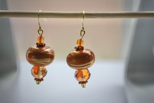 Faceted crystal earrings made of both new and vintage components