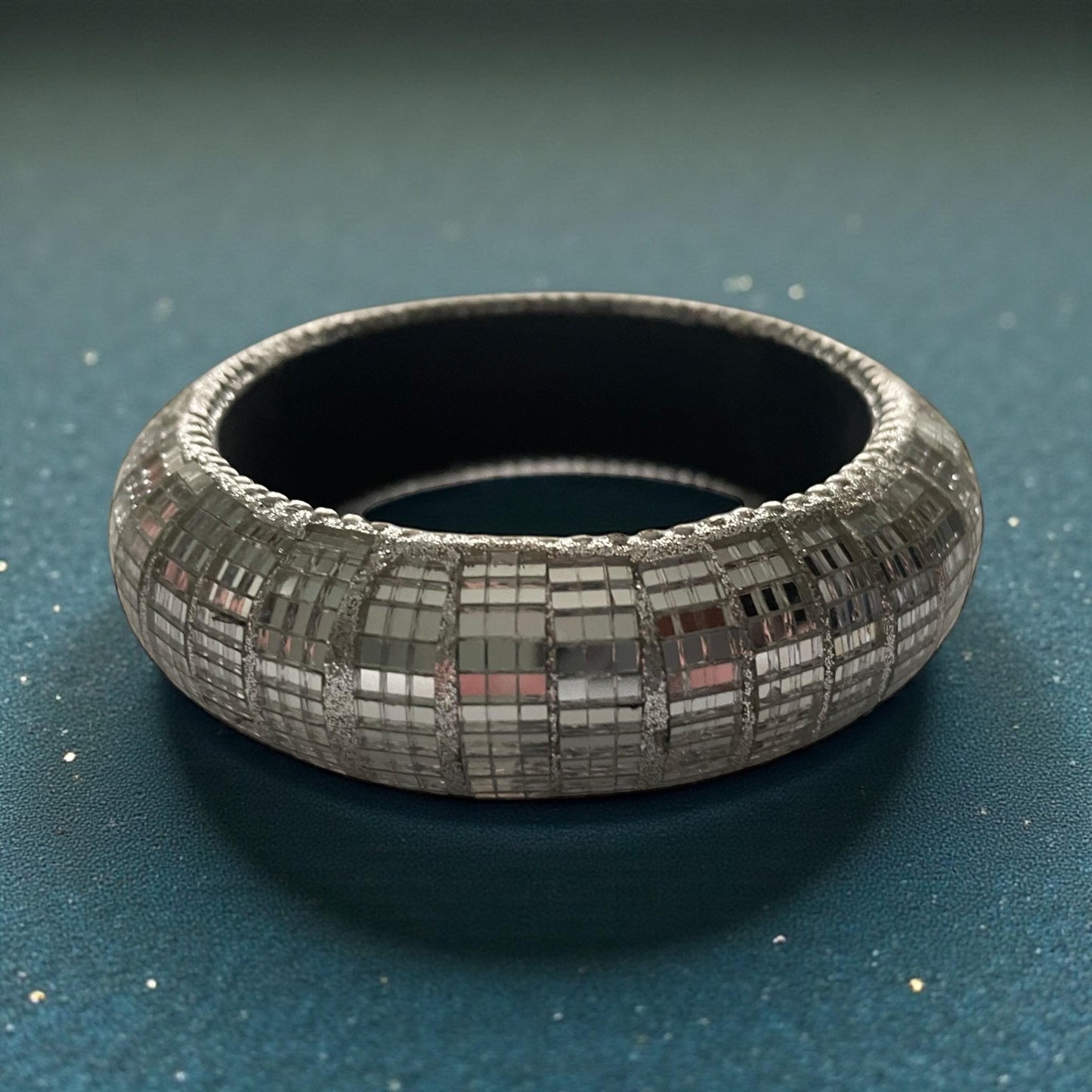 Unique Silver Mirror Square Bangle - Reflective Disco Ball Style Bracelet - Trendy Geometric Jewelry for Women - Statement Fashion Accessory