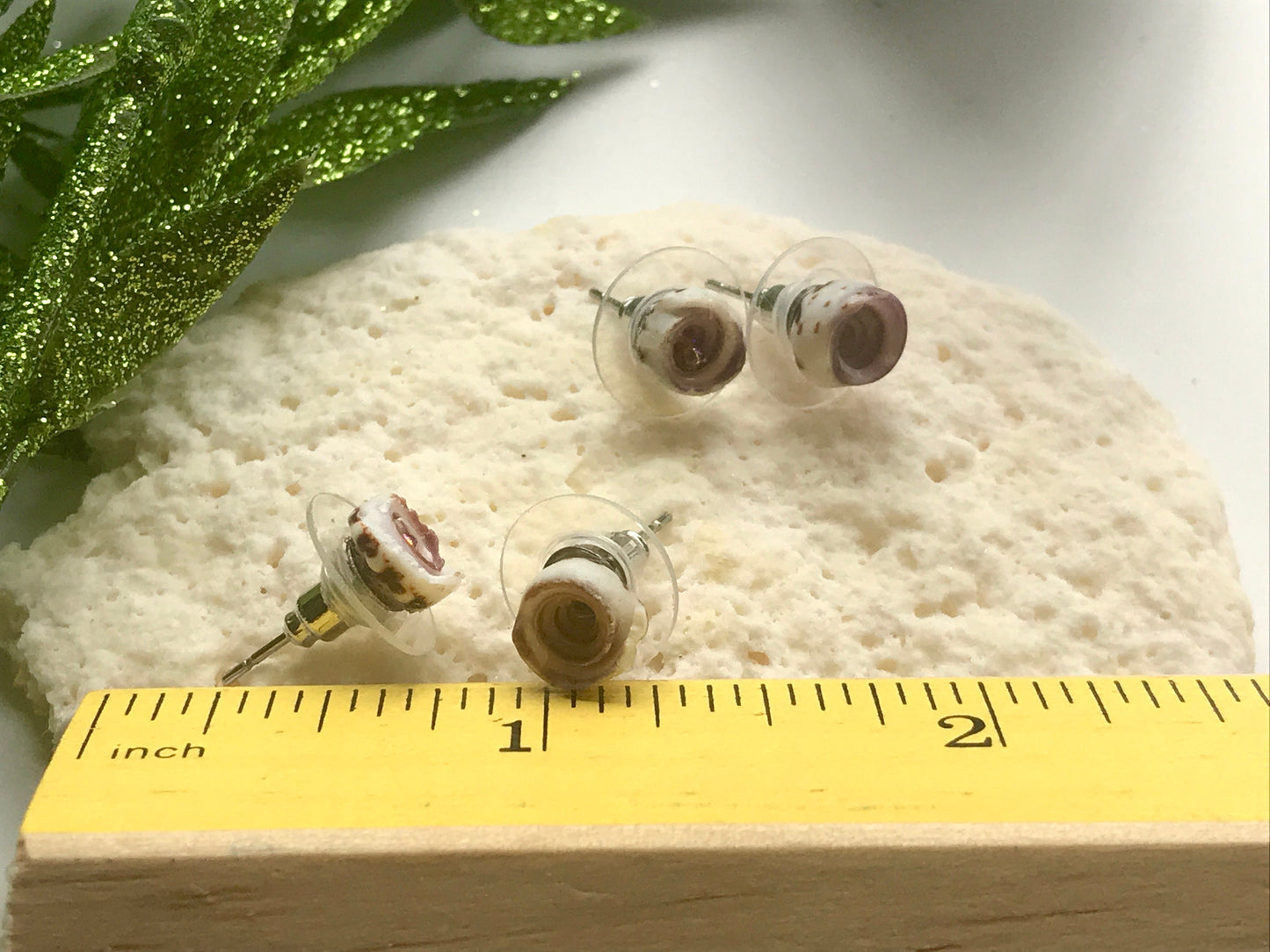 Tiny round shell stud earrings