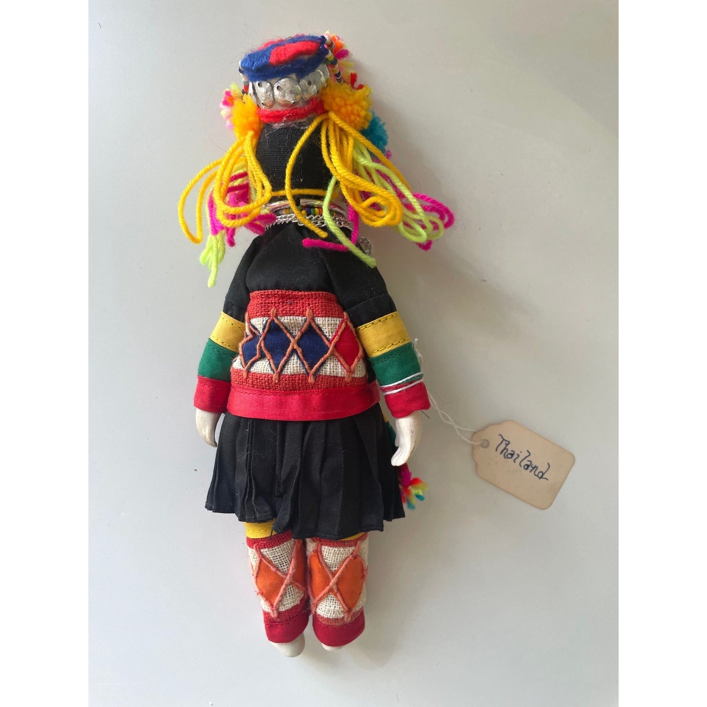 Stunning vintage Thai Hmong porcelain doll in traditional clothing - collectible doll figurine - made in Thailand