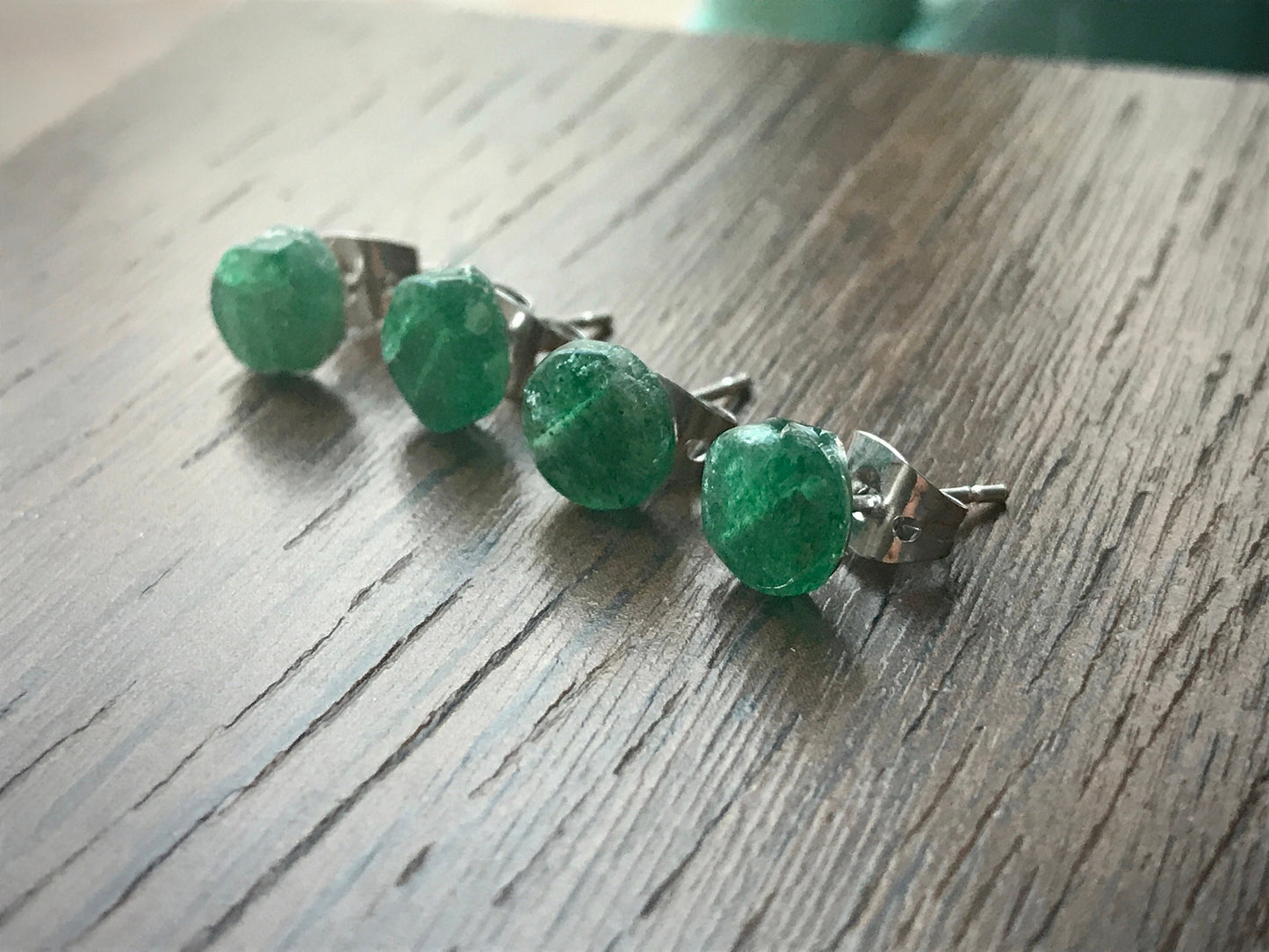 Tiny little green aventurine stud earrings