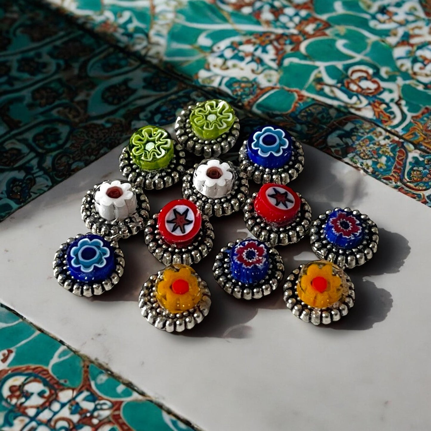 Tiny little 6mm glass millefiori stud earrings - your choice
