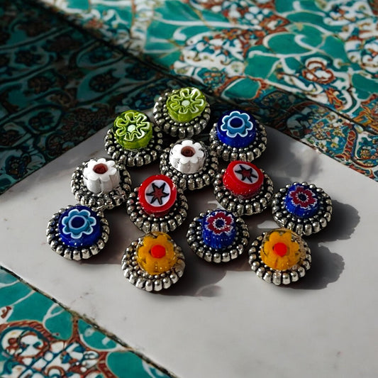 Tiny little 6mm glass millefiori stud earrings - your choice