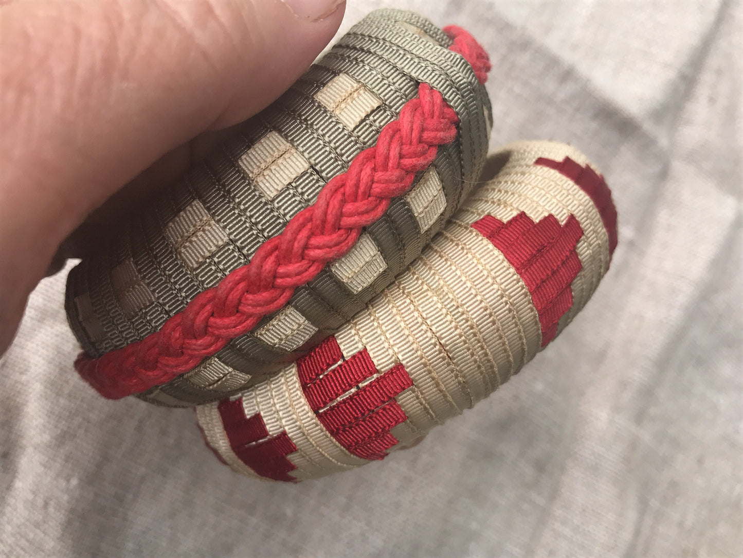 Stunning and unique pair of vintage handmade artisan basket weave woven bracelets